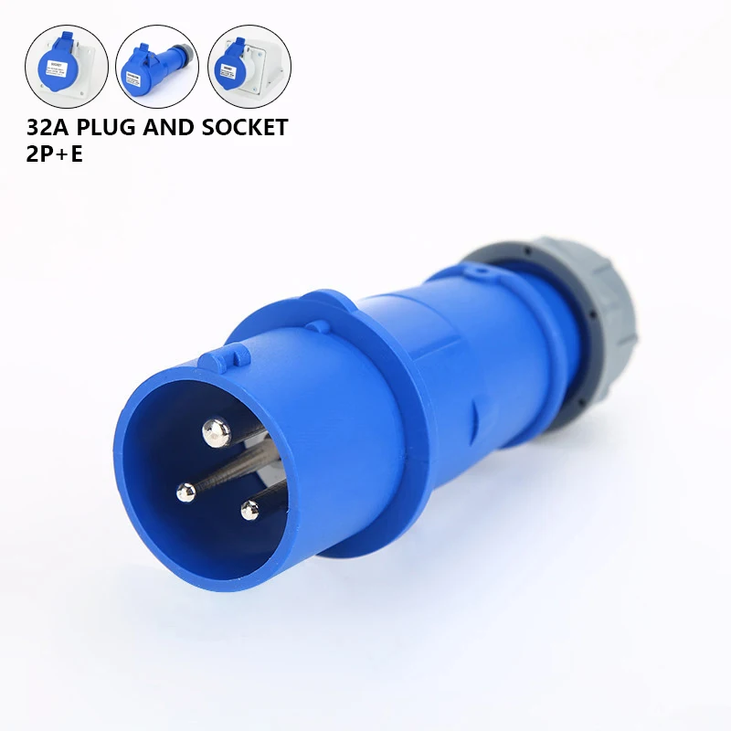 

32A 3 Pin 220V-250V IP44 2P+E Electric Waterproof Industrial Male/Female Connector Power Industrial Plug & Socket
