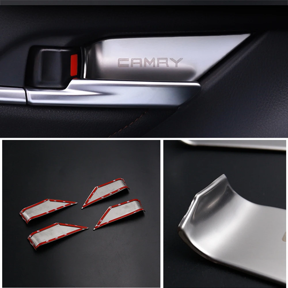 4 шт. для Toyota Camry 70 XV70 8th MK8 ручка для внутренней двери автомобиля наручные чаши крышки отделка наклейки аксессуары для стайлинга автомобиля