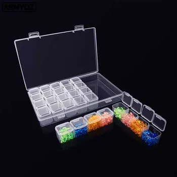 

4 Pack 28 Slots Diamond Embroidery Boxs, 5D Diamond Painting Storage Case for DIY with 112 Pieces Craft Label Marker Sticker