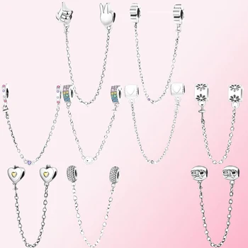 

2019 New 100% 925 Sterling Silver Classic Heart-shaped Bow Crown Ladies Charm DIY Bracelet Accessories Jewelry Free Shipping