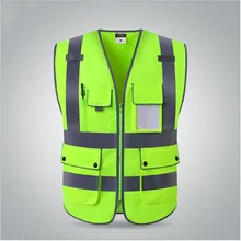 Защитная спецодежда Мульти Карманы Высокая Видимость Жилет Безопасности со светоотражающими полосками на открытом воздухе работы