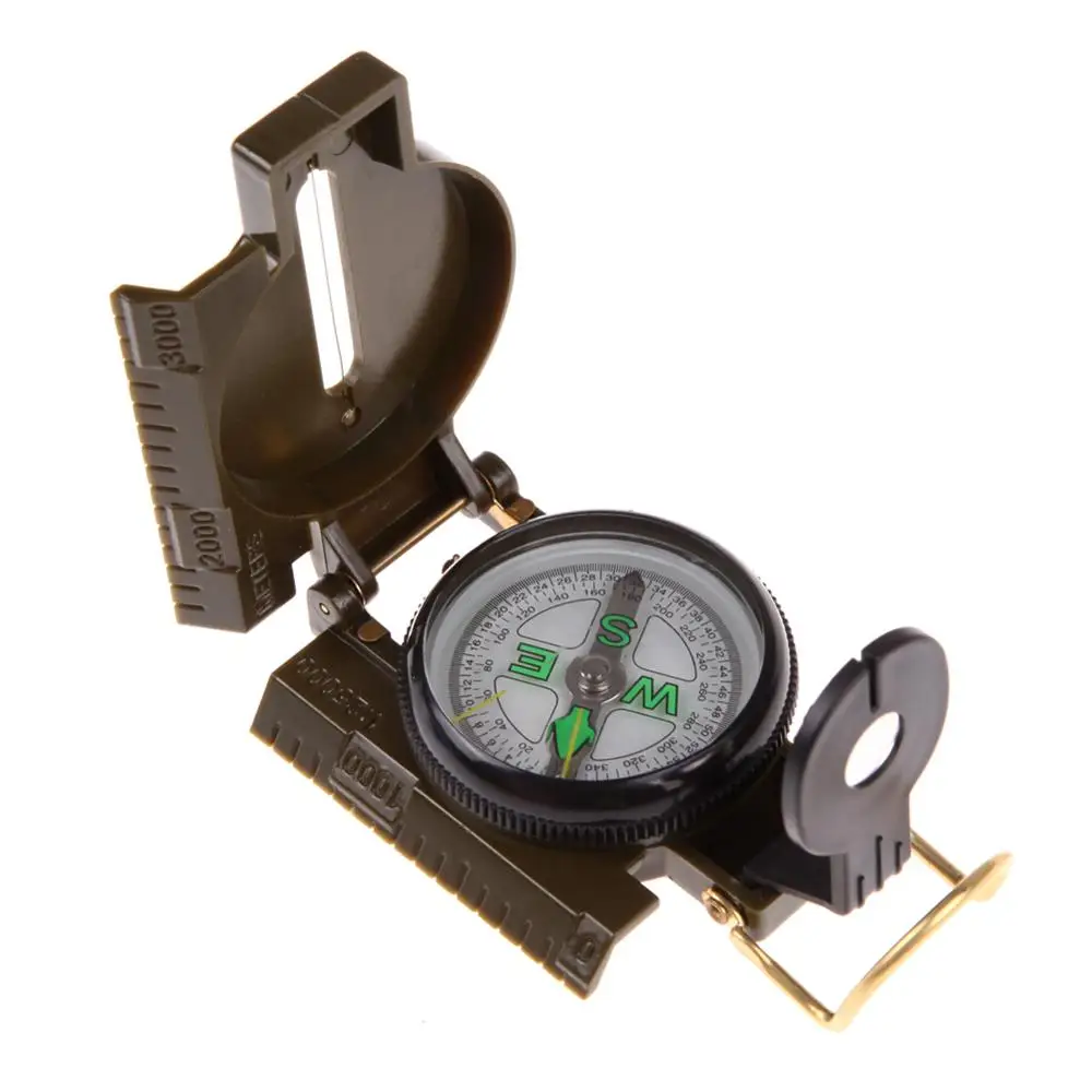 

Portable Army Green Folding Lens Compass Metal Military Marching Lensatic Camping Compass New Hot selling Outdoor tools