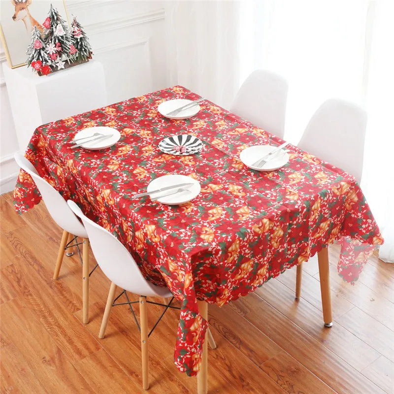 Christmas Table Cloth Rectangle Decorative Covers Washable Home Hotel Party Use