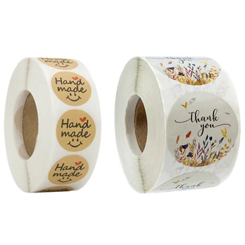 

1000Pcs Thank You Stickers Scrapbooking Wedding Stickers Adhesive Sticker Kraft & Autumn Floral Thank You Stickers