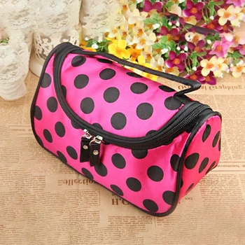 

Toiletry Make Up Women Waterproof Cute Polka Dot Fashion Double Zipper Cosmetic Bag Travel Storage Durable Organizer Portable