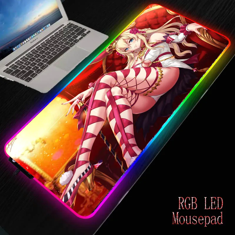XGZ Сексуальная аниме-девушка игровой RGB геймер большой коврик для мыши светодиодный Подсветка USB клавиатура красочный стол коврик для мыши Коврик для ПК ноутбук Настольный