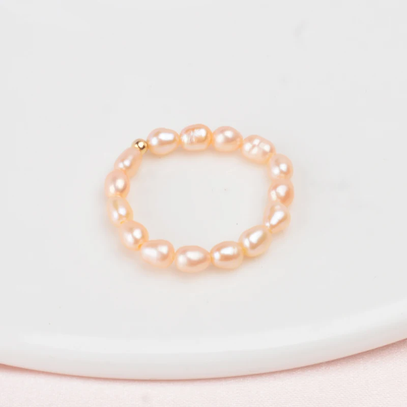 Rice pearl - Pink ASHIQI модные 3-4 мм Мини Маленькие натуральные кольца из пресноводного жемчуга для женщин Настоящее серебро 925 пробы ювелирные изделия для женщин подарок - Цвет камня: Rice pearl - Pink