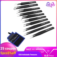 10 шт. антистатические пинцеты набор инструментов высокоточные изогнутые прямые пинцеты из нержавеющей стали многофункциональные кусачки для ремонта набор инструментов
