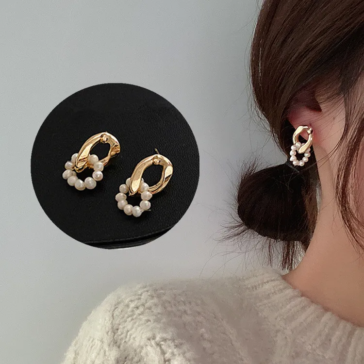 Серьги-гвоздики XIALUOKE S925 женские винтажные геометрические металлические цепочки