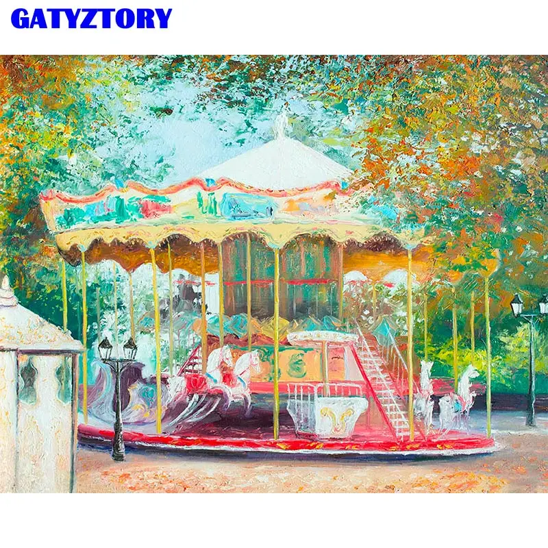GATYZTORY рамка лес Сделай Сам картина по номерам пейзаж холст картина акриловая настенная художественная картина уникальный подарок для украшения дома искусство - Цвет: 190806-28