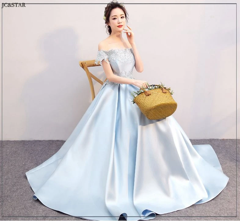 Robe mariage femme новая атласная аппликация с открытыми плечами короткий рукав трапециевидной формы серый синий платье подружки невесты vestidos longos para festa de