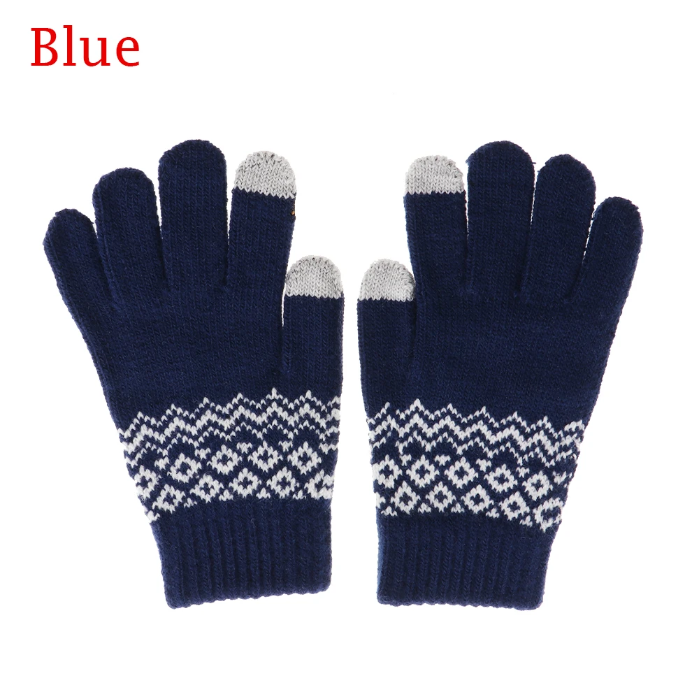 blue 2 1 пара, мужские утолщенные вязаные перчатки для экрана телефона, мужские зимние осенние теплые шерстяные кашемировые однотонные перчатки, мужские перчатки, деловые перчатки - Цвет: blue 2