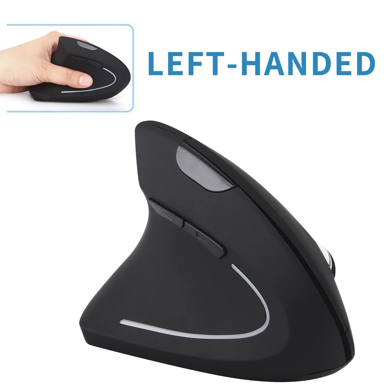

2.4G WirelessLeft ergonomic wireless vertical mouse-800/1200/1600 DPI, 5 buttons for laptop, desktop, PC-black left hand only