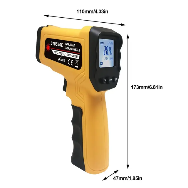 Termometry cyfrowe Laser podczerwony miernik temperatury bezdotykowy pirometr Imager higrometr Tester DT8550E -50 ℃ do 550 ℃ tanie tanio LESHP Termometr na podczerwień NONE CN (pochodzenie) -50℃~550℃(-58℉~1022℉) ±2 2℃ 12 1 0 1 to 1 0 500ms (8-14) um Termometry cyfrowe Laser podczerwony miernik temperatury bezdotykowy pirometr Imager higrometr Tester DT8550E -50 ℃ do 550 ℃ tanie tanio LESHP Termometr na podczerwień NONE CN (pochodzenie) -50℃~550℃(-58℉~1022℉) ±2 2℃ 12 1 0 1 to 1 0 500ms (8-14) um