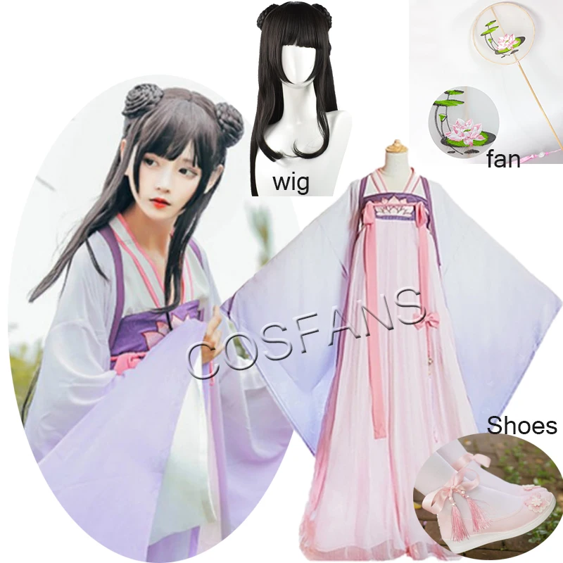 Anime Mo Dao Zu Shi Jiang Yan Li Cosplay Costume Grandmaster of Demonic Cultivation Halloween Costumes women Wigs and shoes fan |