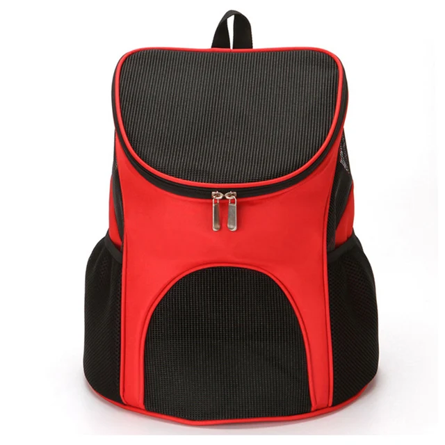red Pet Backpack Outdoor Pet Dog Carrier Bag Pet Dog Front Bag Double Shoulder Portable Travel Backpack Mesh Backpack 4 colors - Цвет: red