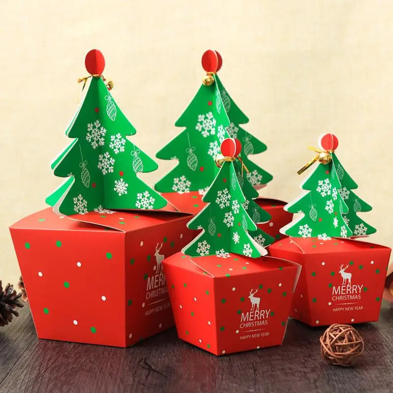 

20pcs/lot New Design Three-dimensional Christmas Tree Shape Paper Folding Box Christmas Gift Box