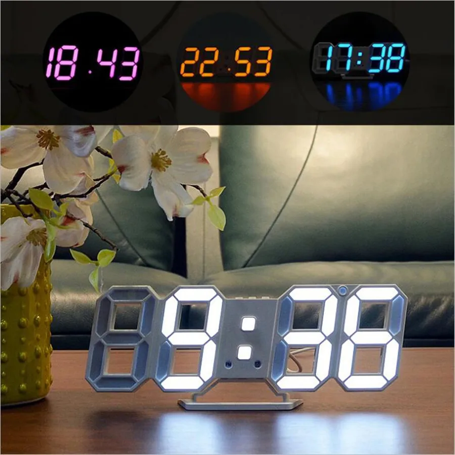 3D led многофункциональные настенные часы Современный цифровой ночник Настенный