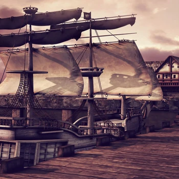 

Laeacco Old Dark Ship Pirate Deck Navigation Party Baby Child Photo Background Photography Backdrop Photocall Photo Studio