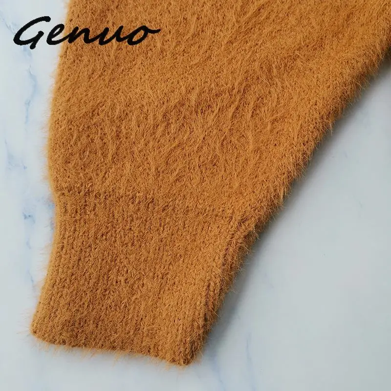 Genuo новый высококачественный кардиган из искусственной норки кашемировая шерстяная куртка оверсайз модные длинные свитера женские топы