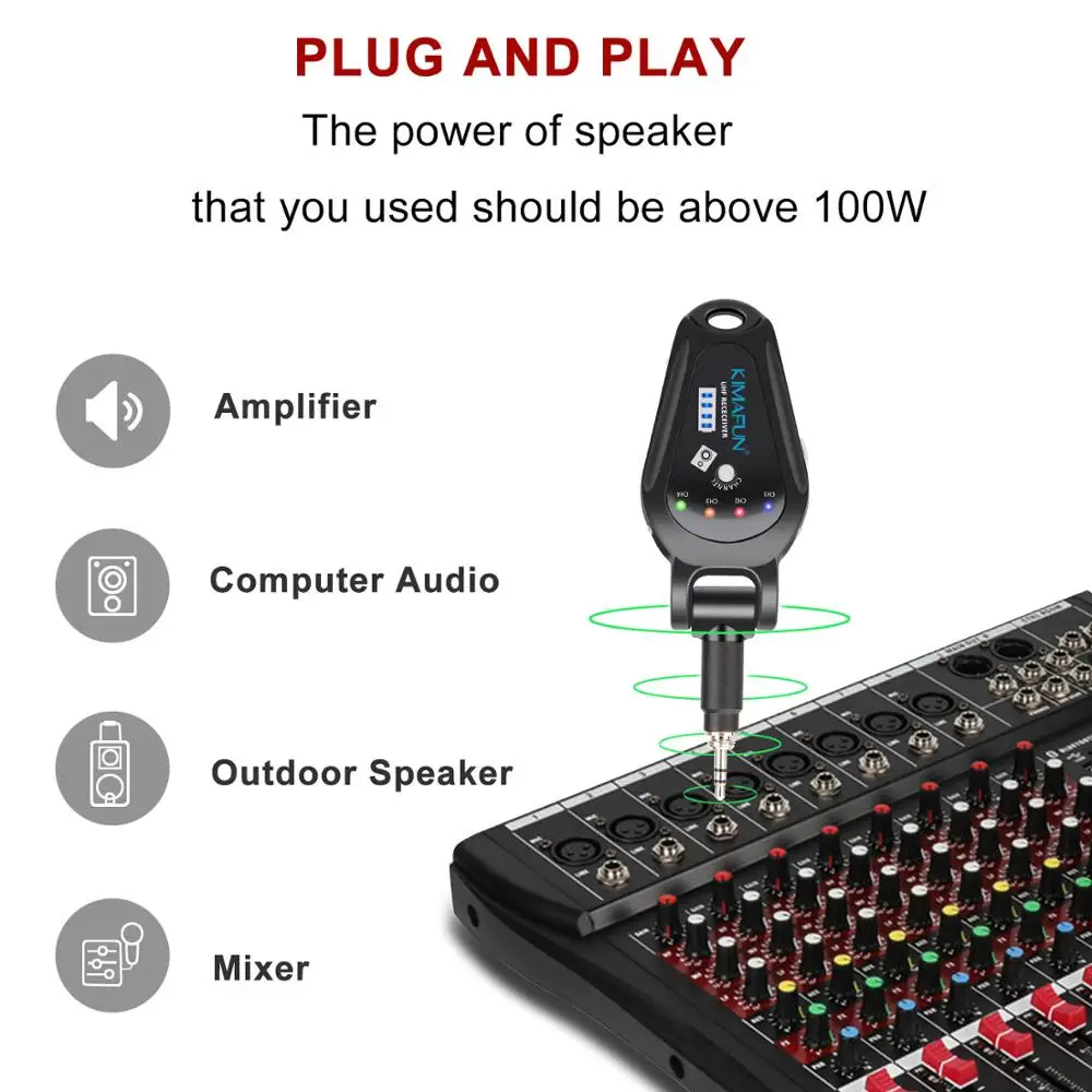 KIMAFUN UHF Wireless Microphone System Clip on