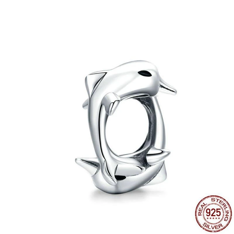 

Ocean Dolphin Charm Silver 925 Animal Charms Beads for DIY Original Sea Theme Bracelet Friend Children Gifts