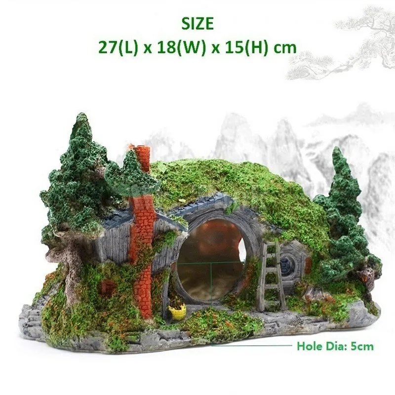 

Resin Hobbit Dwarf House Aquarium breeding Box Decoration lizard Turtle terrace Spider Box to avoid
