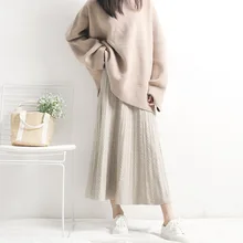 Осенне-зимняя юбка женская Однотонная юбка трапециевидной формы с высокой талией для женщин Kint длинная юбка saia faldas Jupe Femme Falda Tul Mujer