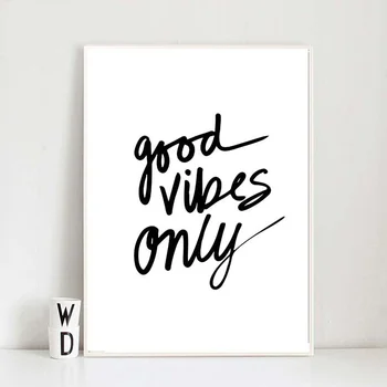 

Wall Art Canvas Paintings Poster Good Vibes Only Nordic Black White Quotes Nursery Print Pictures For Kids Room Home Decor