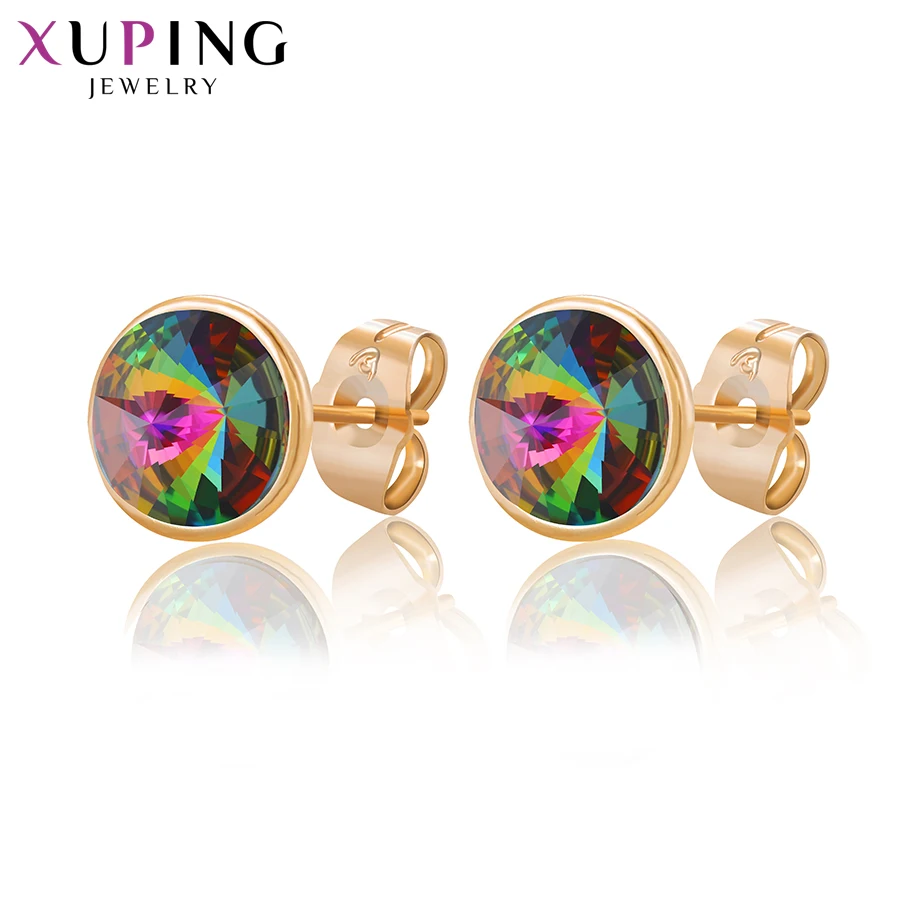 Xuping ювелирные изделия 10*10 мм изысканные круглые дизайнерские гвоздики серьги красочные кристаллы от Swarovski вечерние подарок для женщин M84/M83-20421