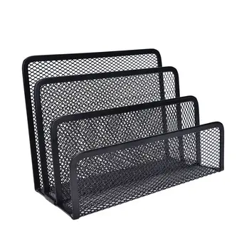 

Black Metal Mesh Right File Box Book Holder Bookends Desk Organizer Book Shelves Stationiery Supplies