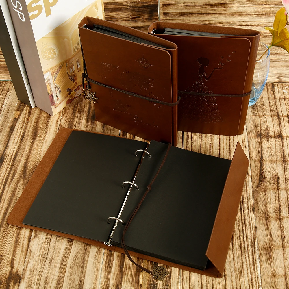 

DIY Leather Vintage Handmade Retro Spiral Binding Craft Photo Albums for Wedding Family Scrapbooking Scrapbook, Wedding Photo