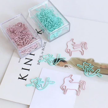 

20 Pcs/pack Cute Light Green Pink Color Hollow Mermaid Unicorn Metal Photo Memo Paper Cilps Bookmark Stationery Gift