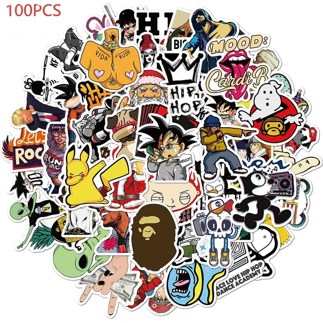 10/50/100Pcs Brand Stickers Laptop Macbook Cup Guitar Luggage Fridge Skateboard Bicycle Tide Logo Decal Sticker 100PCS