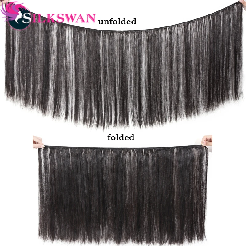 Ким K 2x6 Кружева Закрытие Silkswan волосы перуанские Волосы remy пряди с закрытием волосы пряди для черный Для женщин глубокий средняя часть