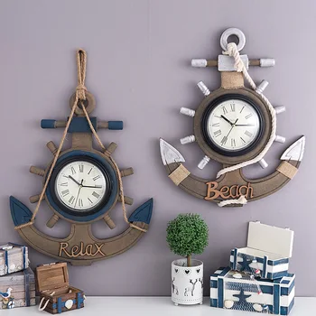 

Wall Clock Mediterranean Anchor Retro Style Decoration Clock Fashion Gifts Presents Bars Decor Creative Fun Wall Hanging Clock