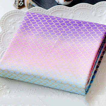 

110cm Wide Gradient Color Fish Scale Bronzing Cotton Fabrics for Sewing Accessories DIY Handmade Quilting Material Fabric
