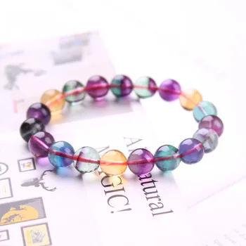 

Fine-quality natural gemstone stone colorful fluorite crystal bead bracelet, ladies chakra jewelry, yoga health energy bracelet