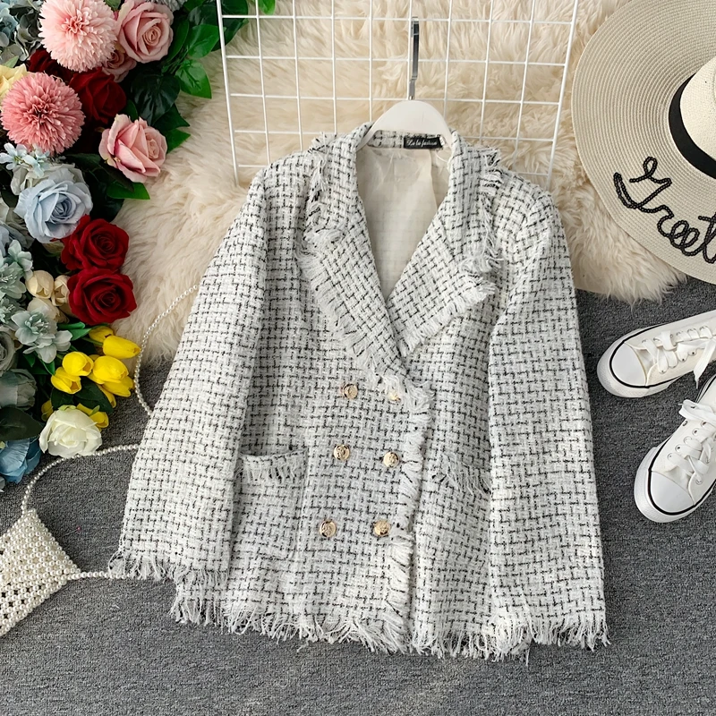 

Jackets woman woolen tops double buttons spring autumn womens jacket lady brand design basic coats TJ04