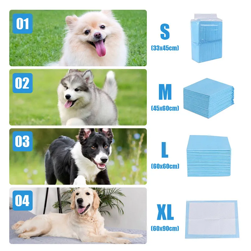 Diapers For Dogs Toilet Mat Pet Cats Disposable Dog Urine Pad Absorbent Waterproof Soakers Training Pee Quick-dry Nappy