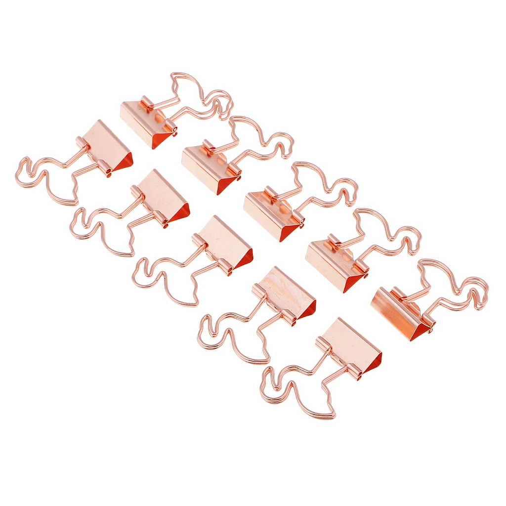 10Pcs Paper Clips Clamp Organizer Binder Clips Flamingo Animal Shape Bookmark Foldback Stationary Clips School Office Supplies
