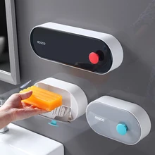 

ECOCO Wall-mounted Soap Dish With Lid Drain Soap Holder Storage Box Bathroom Shower Soap Holder Creative Bathroom Accessories