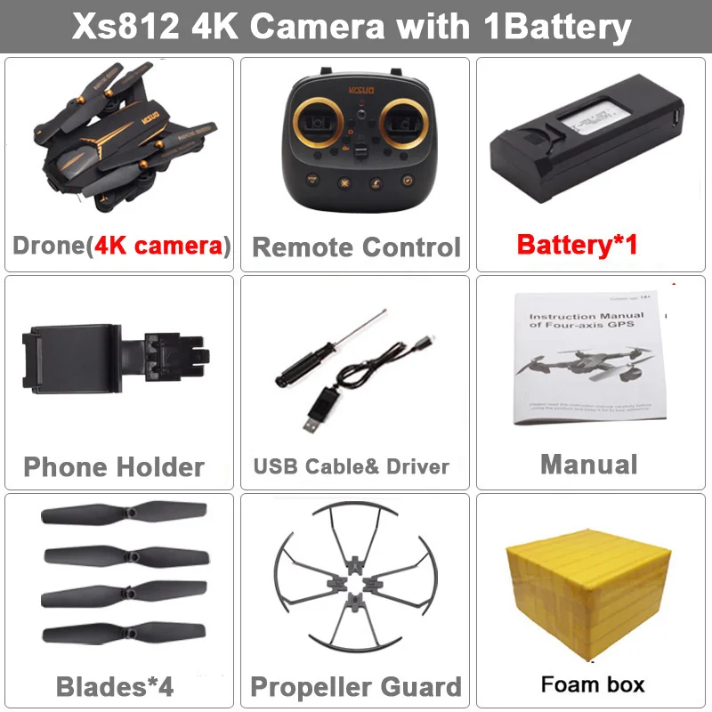 Xs812 4K 1B FB VISUO XS812 gps Радиоуправляемый Дрон с 4K HD камерой 5G wifi FPV высота удержания один ключ возврат RC Квадрокоптер Вертолет VS Xs816 SG106 - Цвет: Xs812 4K 1B FB