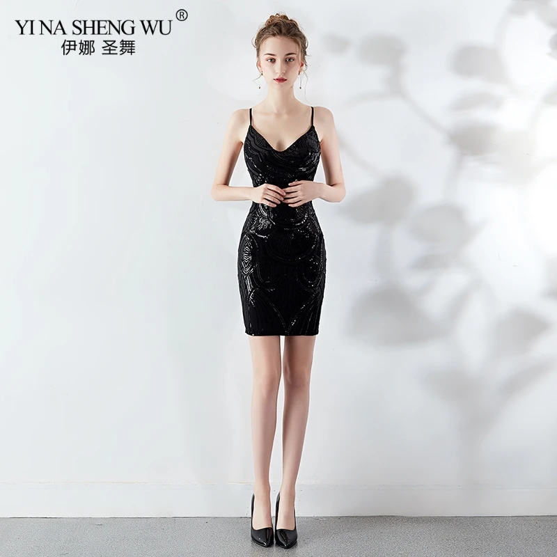 New Cocktail Sequin Dress Tight Sequin Sling V Neck Vestito Cerimonia Party Occasion Dress Women Short Dress For Cocktail New Cocktail Sequin Dress Tight Sequin Sling V Neck Vestito Cerimonia Party Occasion Dress Women Short Dress For Cocktail