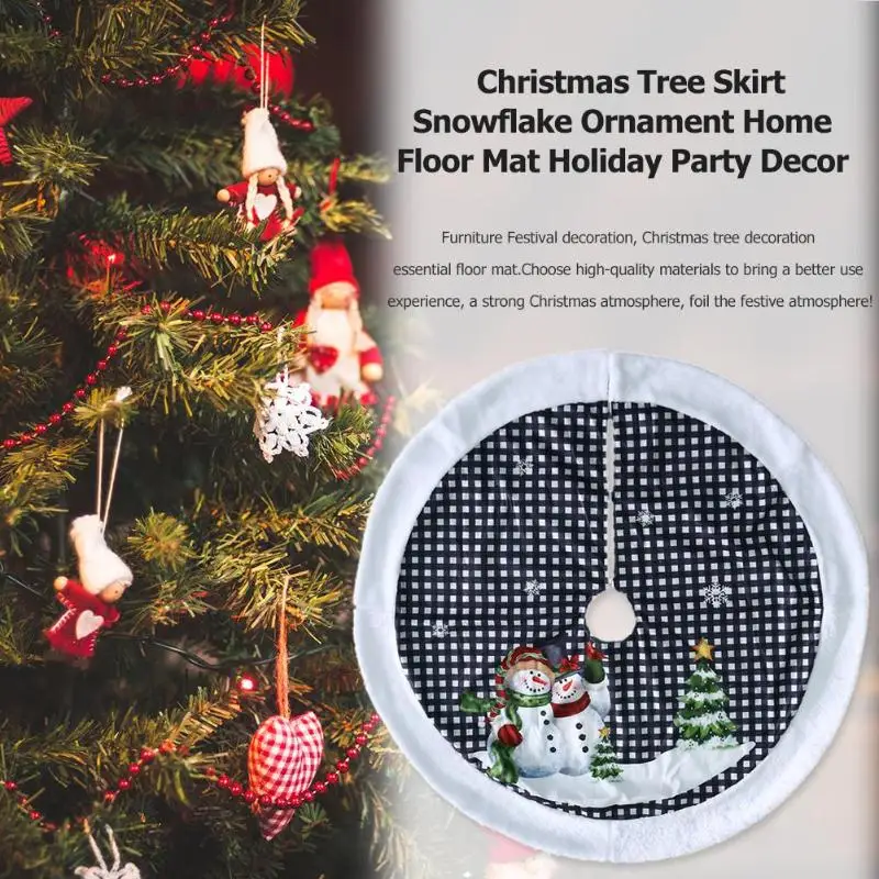 Christmas Tree Skirt Snowman Ornaments Home Floor Mat Holiday Party Decor Christmas Tree Skirt New Year Decor Mat Skirt