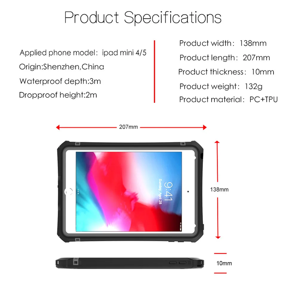 Чехол для iPad mini 4 mini5 7," чехол Funda для iPad mini 5 A2133 безопасный противоударный защитный чехол с подставкой+ плечевой ремень