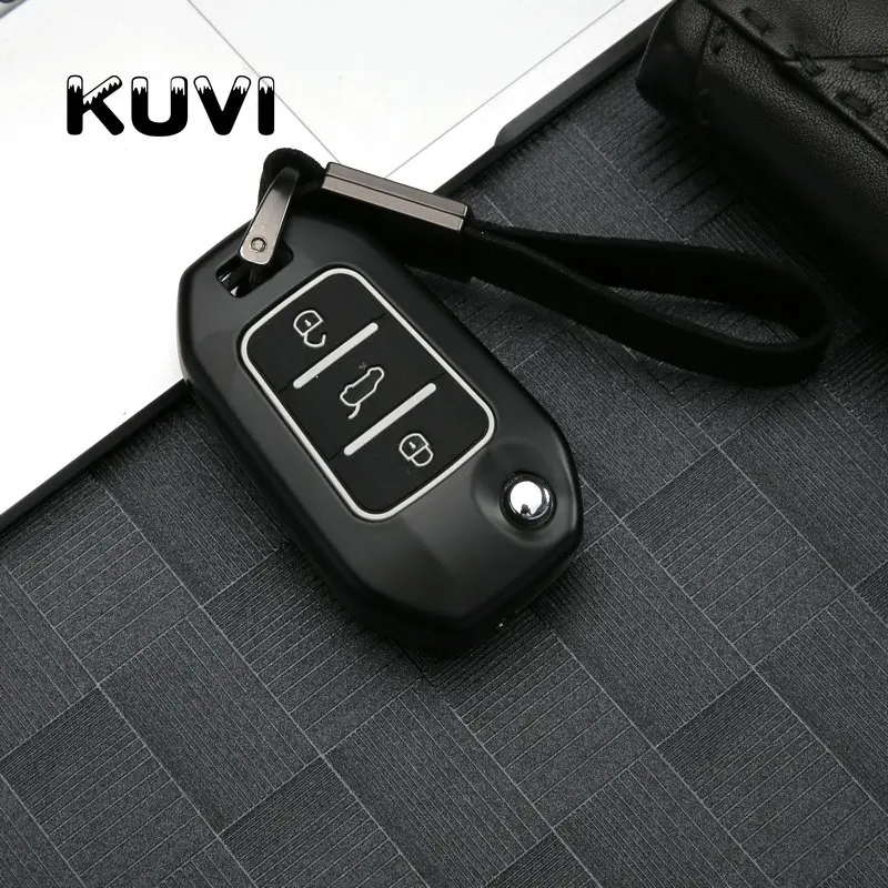 Цинковый брелок для автомобильных ключей, чехол для ключей для Citroen C4 кактус C5 C3 C4L peugeot 508 301 2008 3008 408 Сумка-Футляр для ключей Автомобильный держатель для укладки - Название цвета: black white button