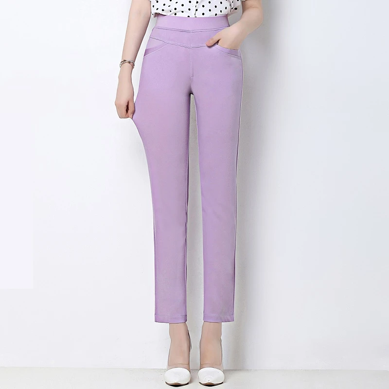 2022 women casual pants high waist Solid color stretch slim female trousers zde2998 baggy jeans