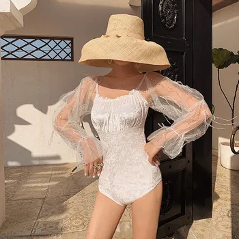 

Swimming Suit For Women One Piece Whole Swimsuits Peice Swimsuit Bikinis 2019 Woman Korean Ins Hot New Sexy Sun Proof Long