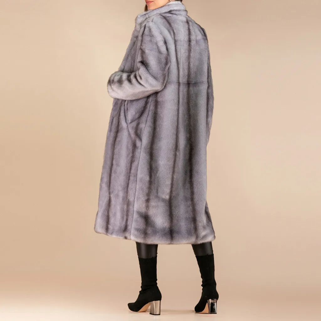 Женская куртка серая с карманом из искусственного меха зимнее теплое длинное пальто с длинным рукавом Повседневная ветровка размера плюс верхняя одежда куртки 19Ag